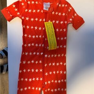 Hanna Andersson Orange Baby Onesie with White Stars